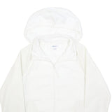 ADIDAS Womens White Hooded Zip Jacket S Polyester Blend Plain Lightweight