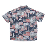 AMERICAN Mens Blue Red White Cotton Blend Short Sleeve Shirt L Stars Stripes USA