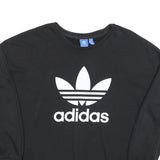 ADIDAS Womens Black Cotton Blend Crew Neck UK 18 Sweatshirt Logo Print
