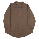 CHAPS Mens Brown Shirt XL Cotton Blend Casual Long Sleeve Button Closure