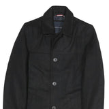 TOMMY HILFIGER Mens Black Cotton Classic Jacket XS Button Plain Stylish Winter