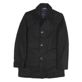 TOMMY HILFIGER Mens Black Cotton Classic Jacket XS Button Plain Stylish Winter