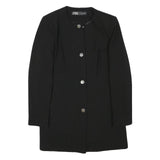 ZARA BASIC Womens Black Button Jacket M Acetate Plain Stylish Classic Fit