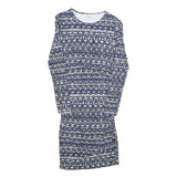 REISS Womens Blue Black & White Day Jersey Striped Long Sleeve Knee Length S