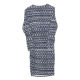 REISS Womens Blue Black & White Day Jersey Striped Long Sleeve Knee Length S