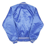 Mens Blue Centimark Button Nylon Bomber Jacket L Satin Finish Retro Style