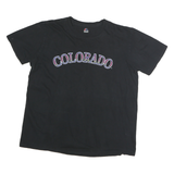 MAJESTIC Womens Black Colorado Graphic T-Shirt L Short Sleeve Crew Neck Baseball