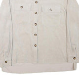 PIECES Womens Beige Cotton Blend Button Jacket M Corduroy Plain Stylish Relaxed