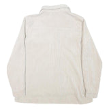 PIECES Womens Beige Cotton Blend Button Jacket M Corduroy Plain Stylish Relaxed