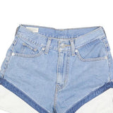 LEVI'S Womens Denim Blue & White Colourblock Casual Shorts XS W25 High Waist