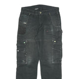 CARHARTT Mens Black Regular Fit Cargo Trousers W30 L30 Workwear Durable Cotton