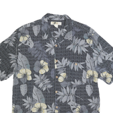 JOE MARLIN Mens Black Grey & Yellow Hawaiian Shirt XL Rayon Summer Casual