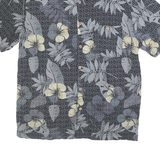 JOE MARLIN Mens Black Grey & Yellow Hawaiian Shirt XL Rayon Summer Casual