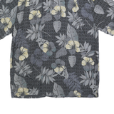 JOE MARLIN Mens Black Grey & Yellow Hawaiian Shirt XL Rayon Summer Casual