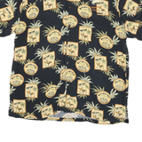 Mens Black & Beige Bar Grill Pattern Cotton Blend L Casual Shirt