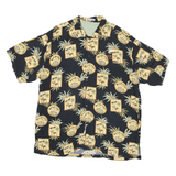 Mens Black & Beige Bar Grill Pattern Cotton Blend L Casual Shirt