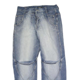 HACIENDA Mens Regular Fit Blue Denim Jeans W32 L29 Unique Stitching Zip Closure