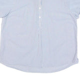 LL BEAN Womens Blue & White Striped Shirt Short Sleeve Collar L Cotton Blend