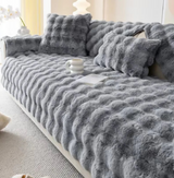 Anyseat Sofa Towel Super Soft Rabbit Plush Gray Thicken Bubble Velvet Non-slip Sectional Sofa Cover Non-slip L-shaped Couch Cover