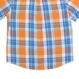 CHAPS Mens Orange & Blue Check Shirt L Button-Down Collar Short Sleeve