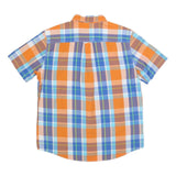 CHAPS Mens Orange & Blue Check Shirt L Button-Down Collar Short Sleeve