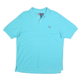 CHAPS Mens Blue Short Sleeve Plain M Cotton Blend Polo Shirt Classic Logo