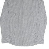 BOGNER Mens Grey & White Stripe Cotton Blend Shirt M Button-Down Collar Long