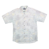 CARLETTI Mens White & Grey Abstract Print Shirt L Casual Cotton Blend Summer