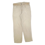 CARHARTT Mens Jeans Beige Relaxed Straight Denim W34 L30 Workwear Utility Zip