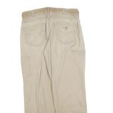 CARHARTT Mens Jeans Beige Relaxed Straight Denim W34 L30 Workwear Utility Zip