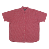 WRANGLER Mens Red Check Shirt XL Button-Down Collar Short Sleeve Cotton Casual