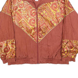 BOLD SPIRIT Womens Rust Red & Gold Zip Jacket L Nylon Patterned Stylish