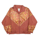 BOLD SPIRIT Womens Rust Red & Gold Zip Jacket L Nylon Patterned Stylish
