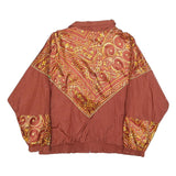 BOLD SPIRIT Womens Rust Red & Gold Zip Jacket L Nylon Patterned Stylish