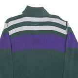 TOMMY HILFIGER Boys Green & Purple Patterned Cotton Jumper Half Zip Chunky Knit