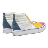 VANS Sk8-Hi Womens High Top Trainers White Yellow Pink Cotton Blend UK 5.5