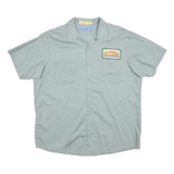 CINTAS Mens Blue Work Shirt XL Cotton Blend Short Sleeve Button Front