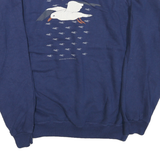 HANES Mens Blue Monterey Crew Neck L Cotton Blend Pullover Sweatshirt