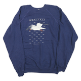 HANES Mens Blue Monterey Crew Neck L Cotton Blend Pullover Sweatshirt