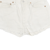 LEVI'S Womens White Denim Cut-Off Shorts L W30 Casual Cotton Summer