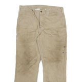 CARHARTT Mens Beige Relaxed Straight Cotton Blend Trousers W33 L30 Workwear
