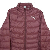 PUMA Womens Maroon Quilted Jacket L Woven Classic Fit Zip Closure Lightweight