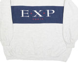 EXP Mens Grey & Navy Crew Neck L Sweatshirt Cotton Blend Casual Pullover