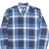 TOMMY HILFIGER Mens Blue Check Shirt S Classic Cotton Button Down Casual