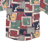 NATURAL ISSUE Mens Navy Green Red Print Cotton Blend Shirt L Golf Theme Casual