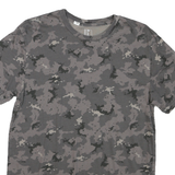 DECATHALON Mens Grey Camouflage T-Shirt S Short Sleeve Crew Neck Cotton Casual