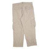 CARHARTT Mens Cotton Blend Beige Relaxed Cargo Trousers W36 L28 Workwear