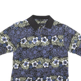 STRAIGHT DOWN Mens Black Blue Green Floral Short Sleeve Polo Shirt M Cotton