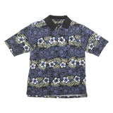 STRAIGHT DOWN Mens Black Blue Green Floral Short Sleeve Polo Shirt M Cotton