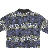 STRAIGHT DOWN Mens Black Blue Green Floral Short Sleeve Polo Shirt M Cotton